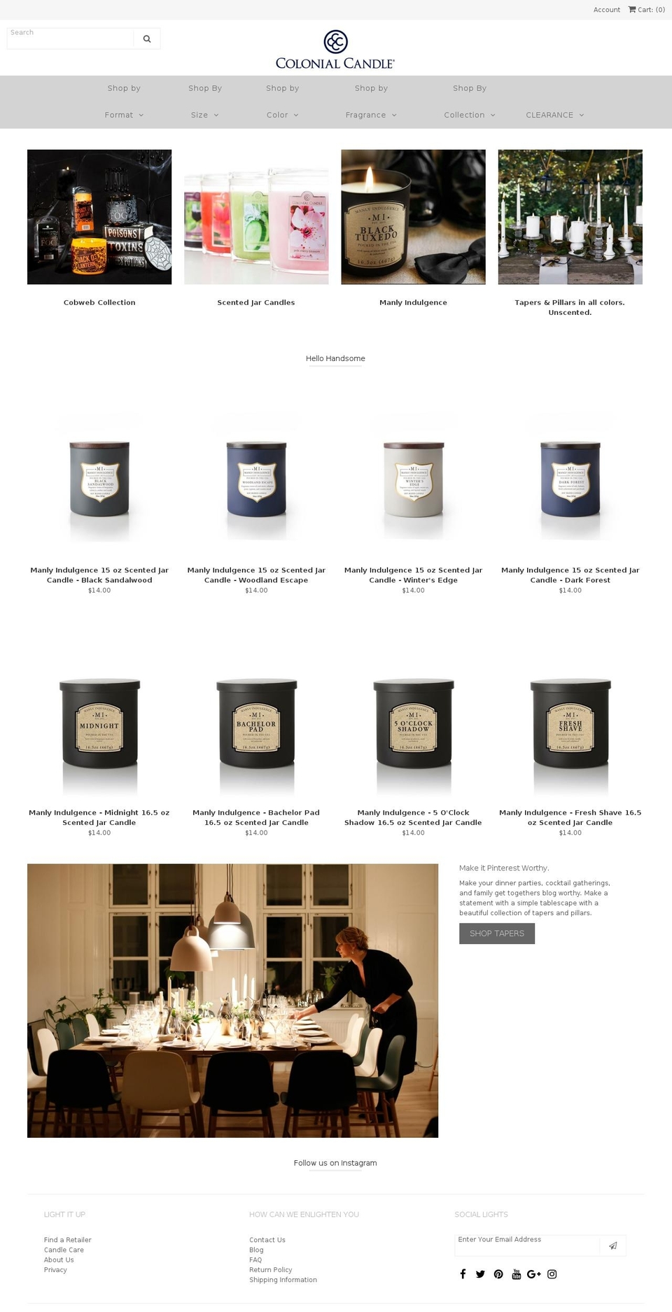 colonialcandlecompany.com — Shopify storefront screenshot