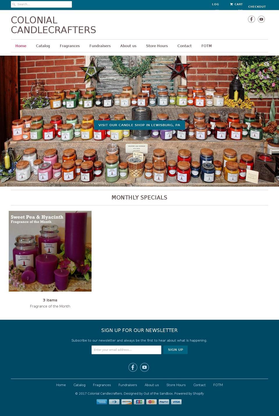 colonialcandlecrafters.com shopify website screenshot