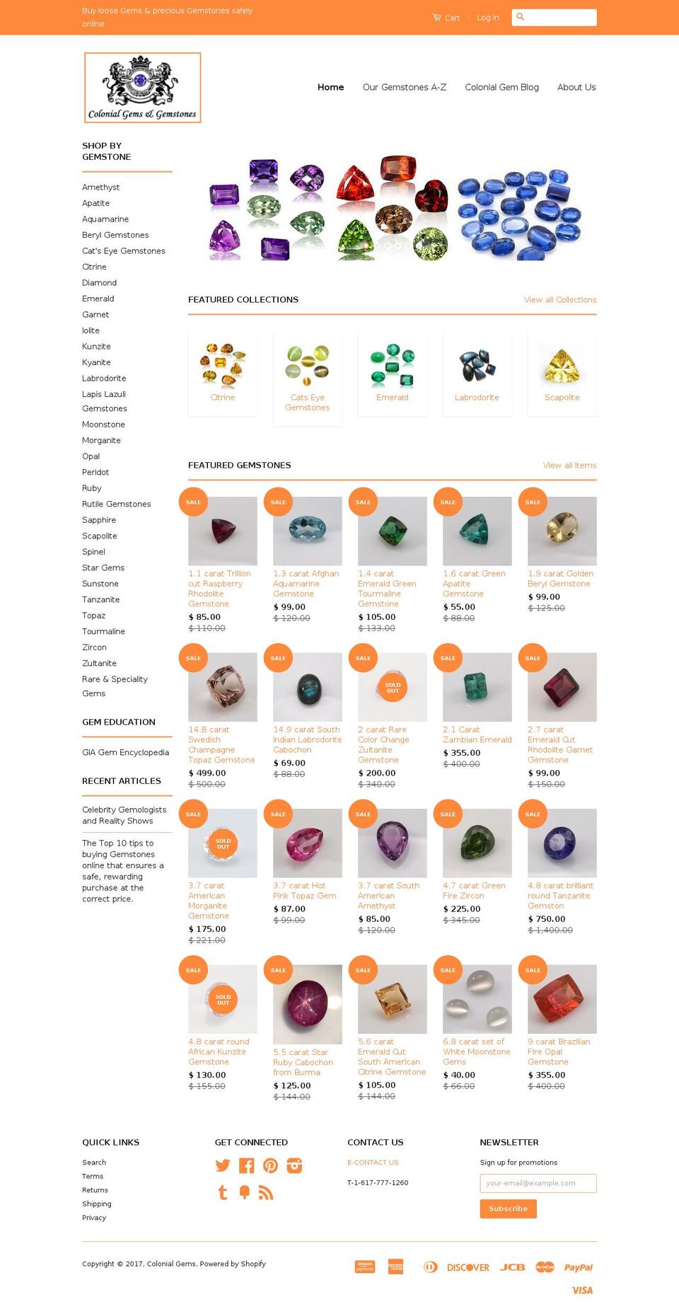 colonialgems.com shopify website screenshot