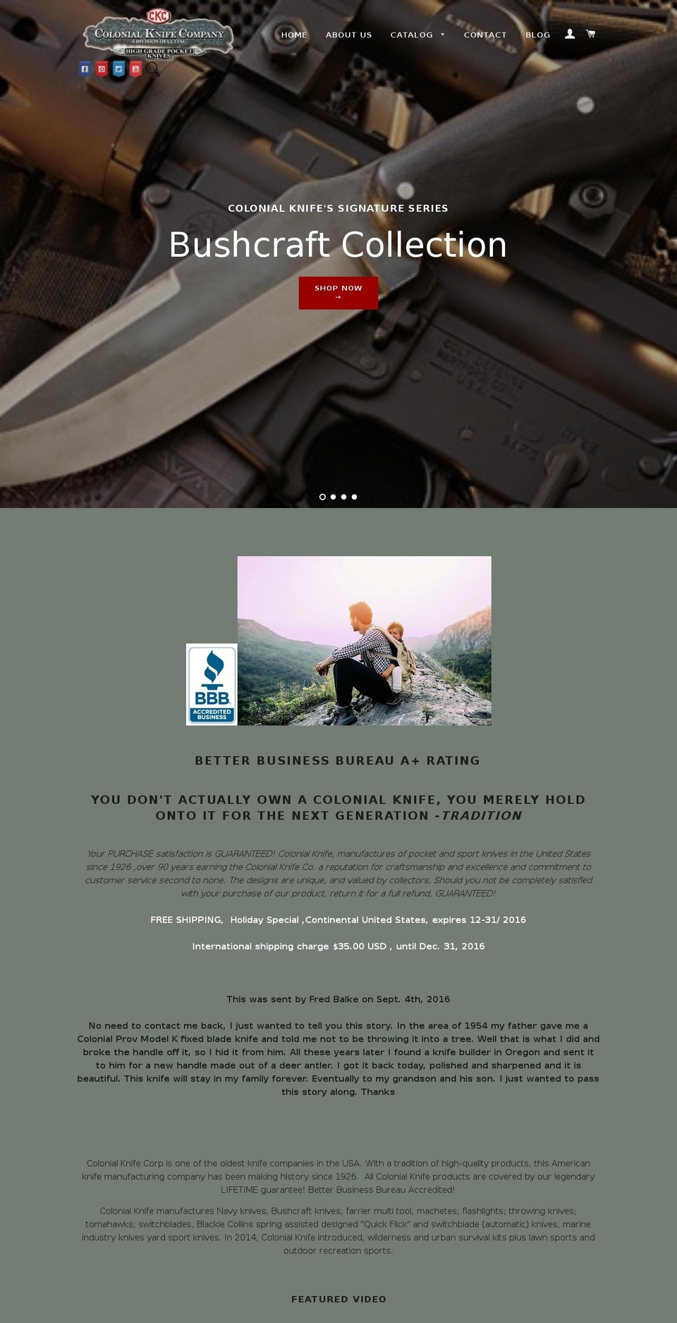 colonialknifecorp.com shopify website screenshot