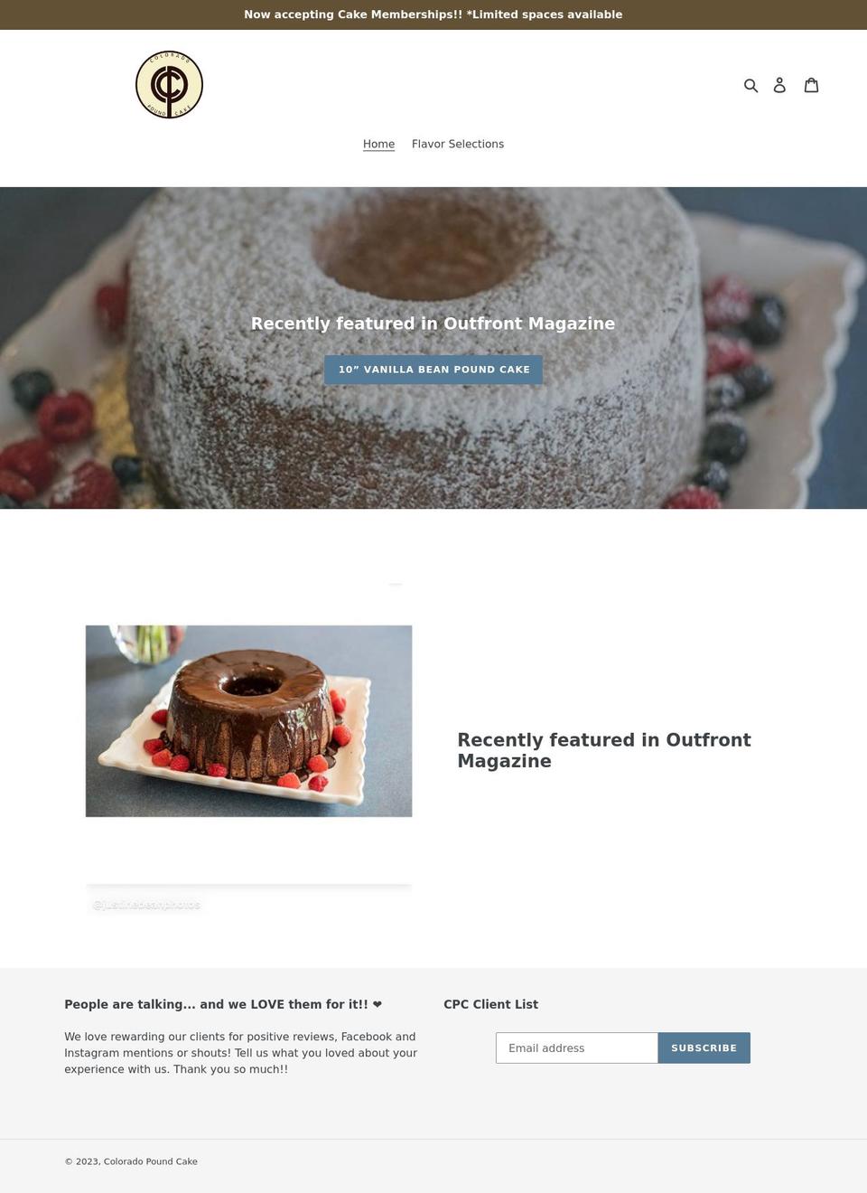 coloradopoundcake.com shopify website screenshot