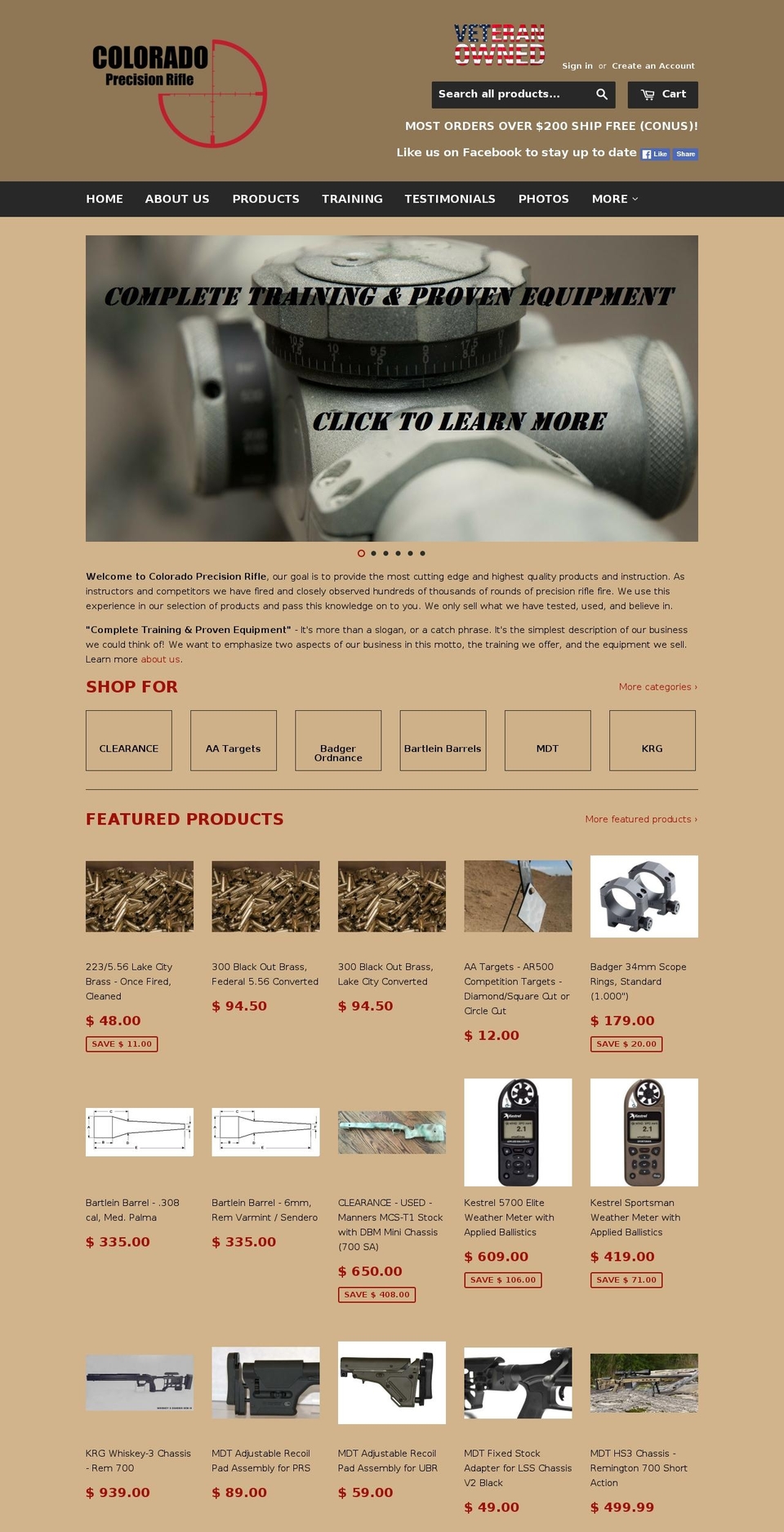 coloradoprecisionrifle.com shopify website screenshot