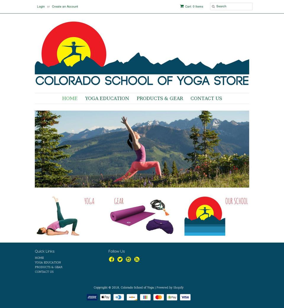 coloradoschoolofyoga.com — Shopify storefront screenshot