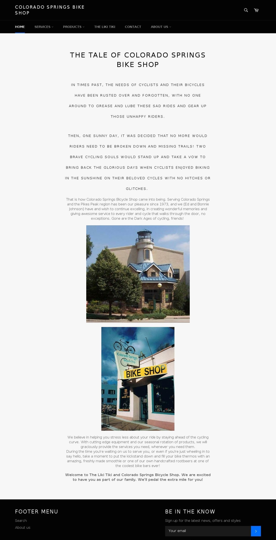 coloradospringsbikeshop.com shopify website screenshot