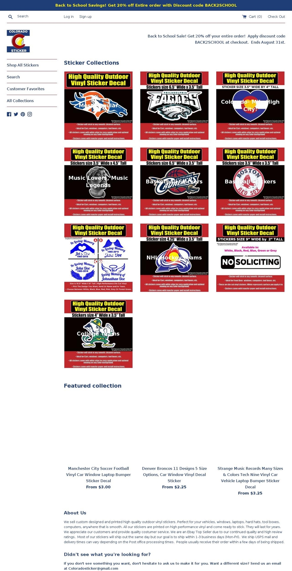coloradosticker.com — Shopify storefront screenshot
