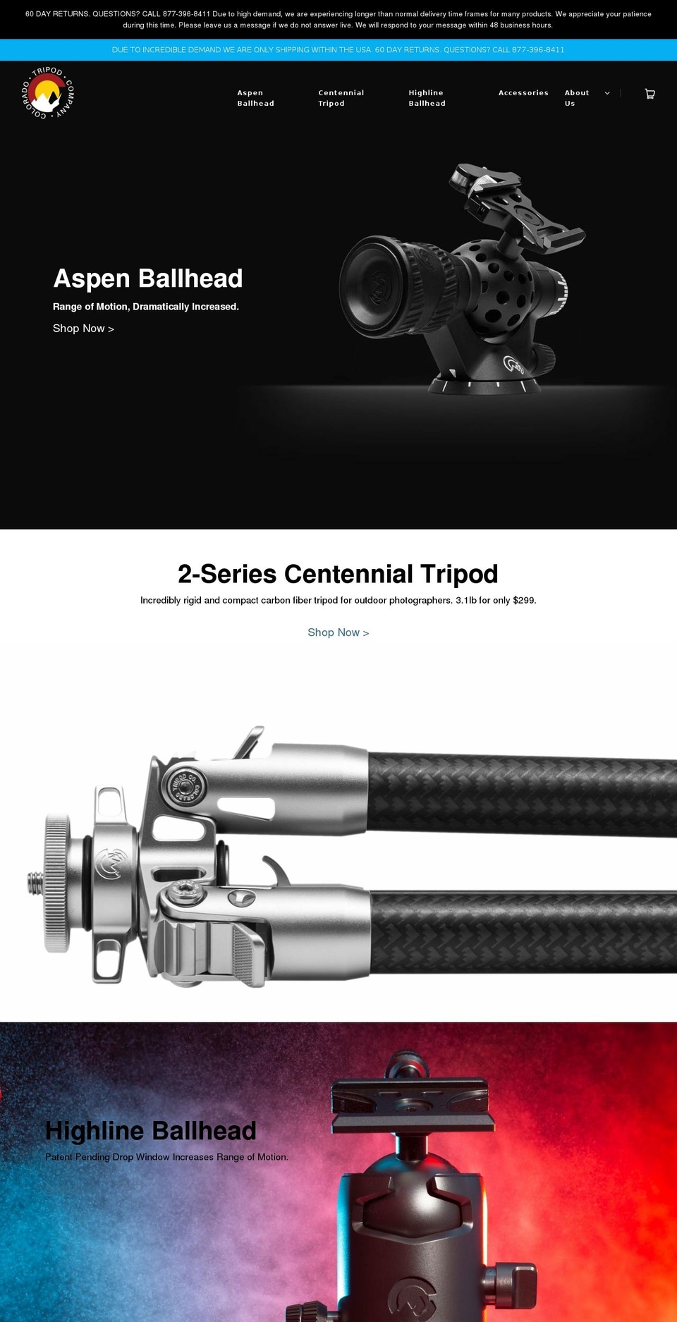 coloradotripod.com — Shopify storefront screenshot