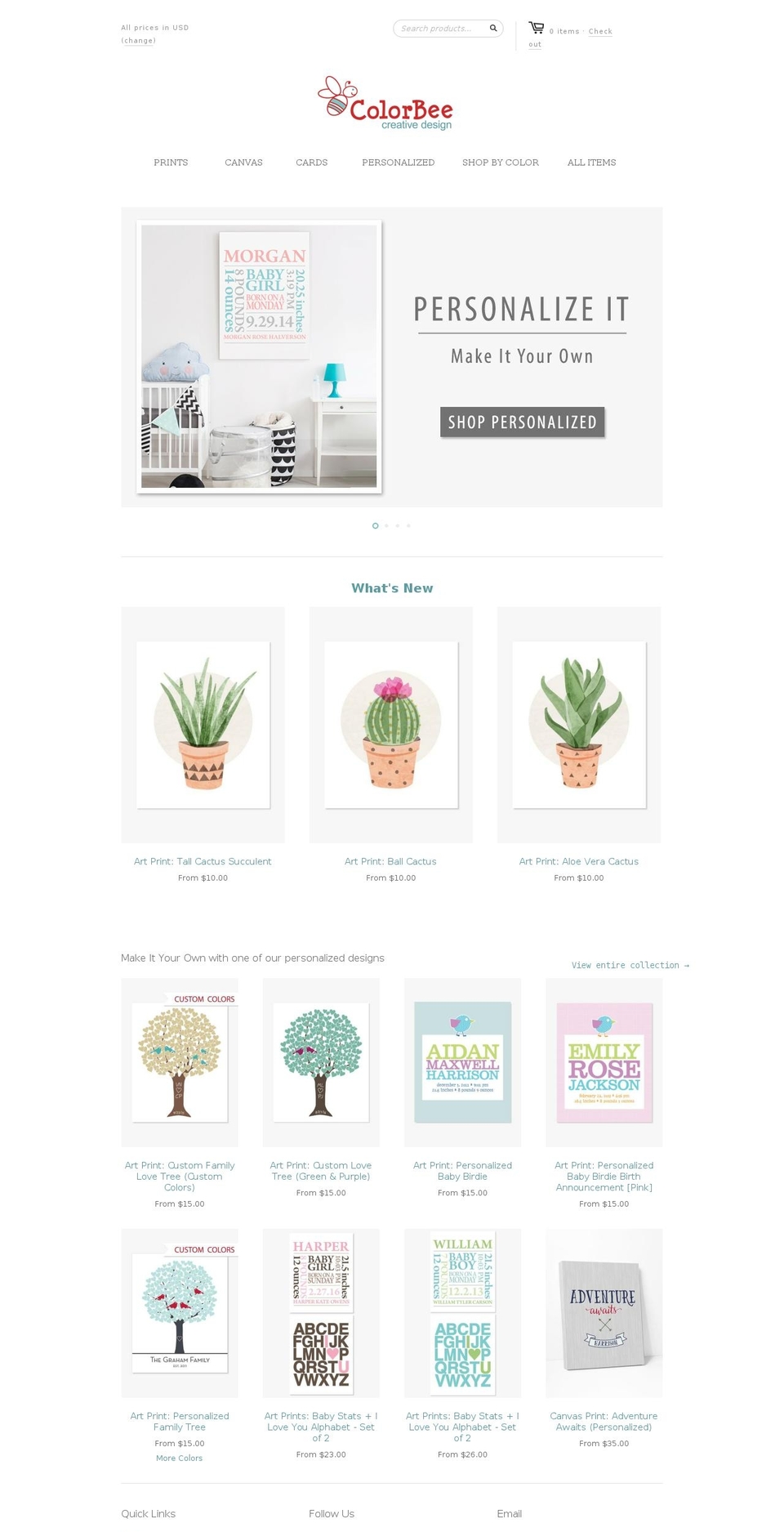 colorbeecreative.com shopify website screenshot