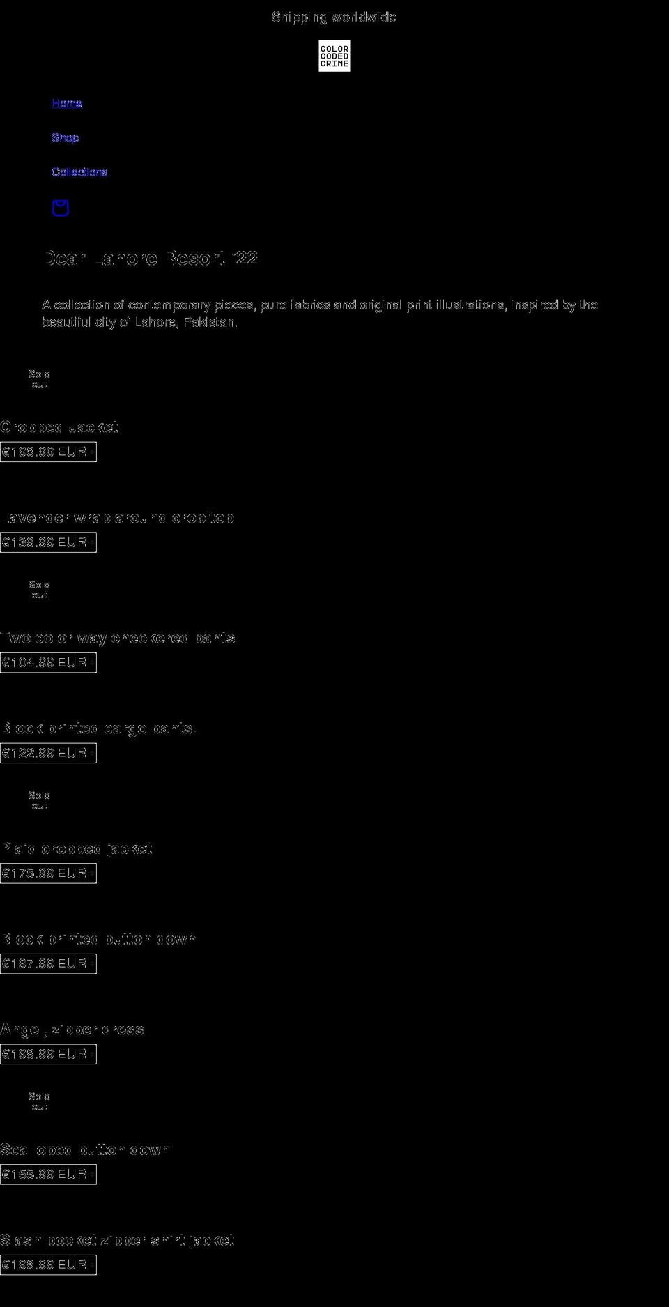 colorcodedcrime.com shopify website screenshot