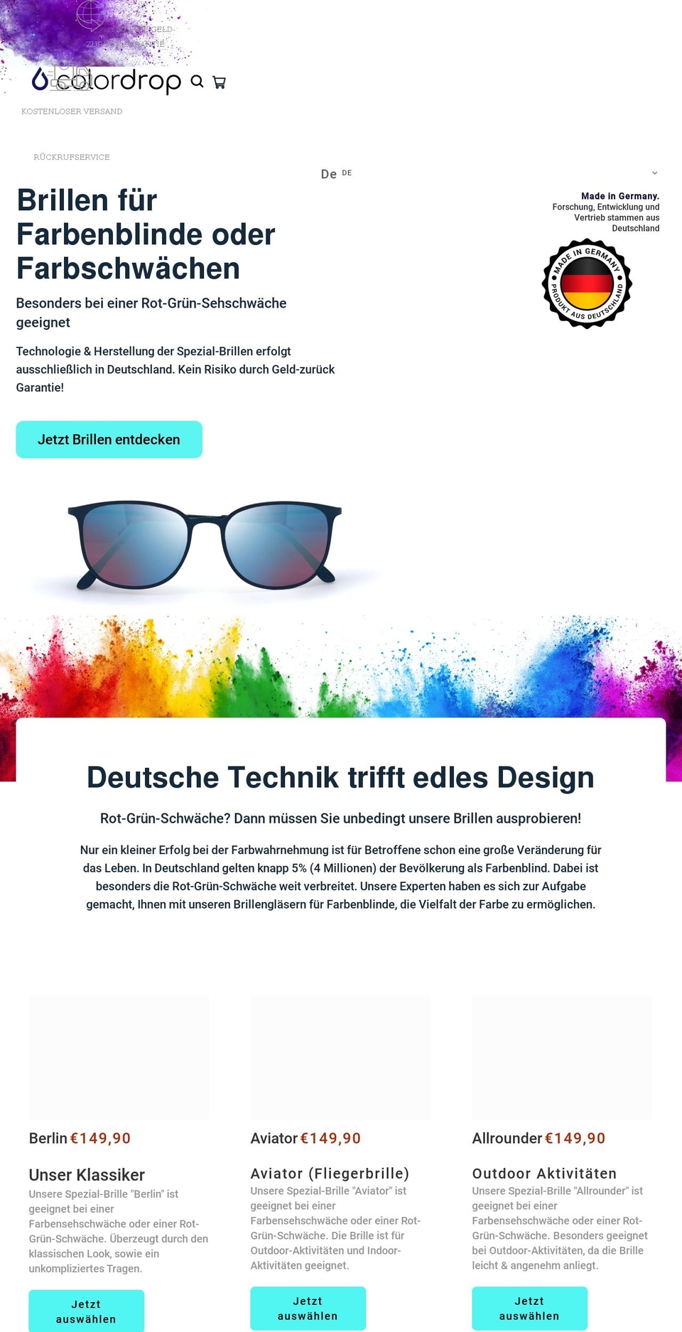 colordrop.de shopify website screenshot