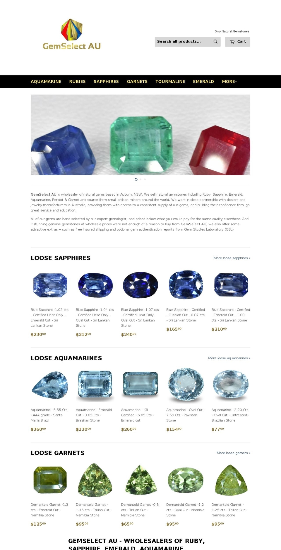 coloredstonesdirect.com — Shopify storefront screenshot
