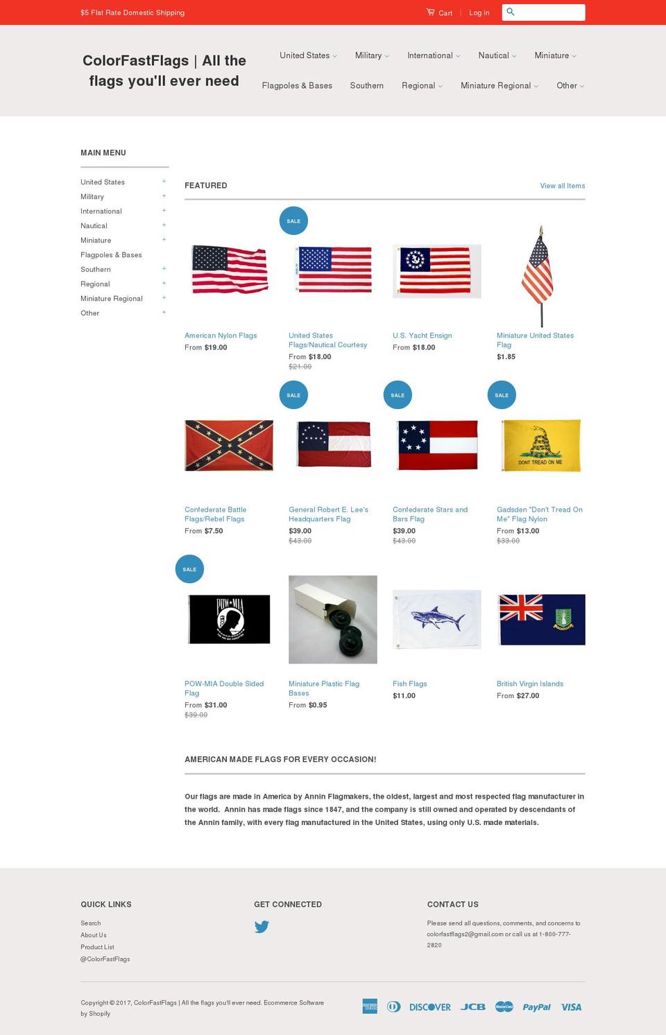 classic Shopify theme site example colorfastflags.com