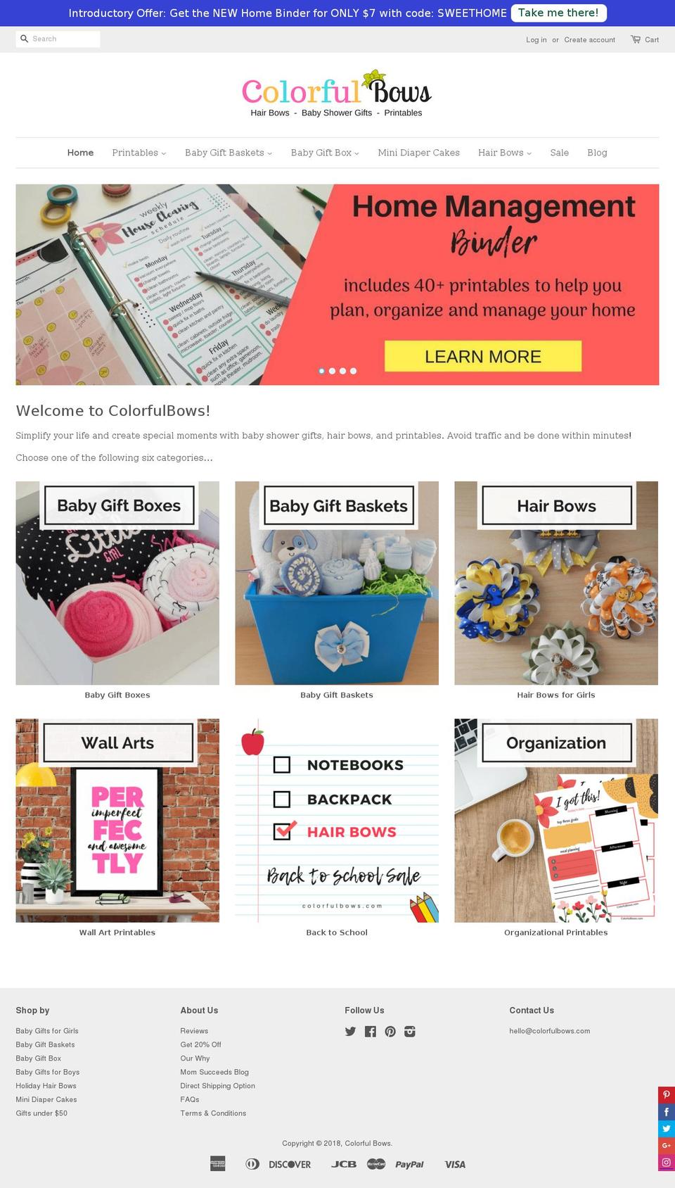 colorfulbows.myshopify.com shopify website screenshot