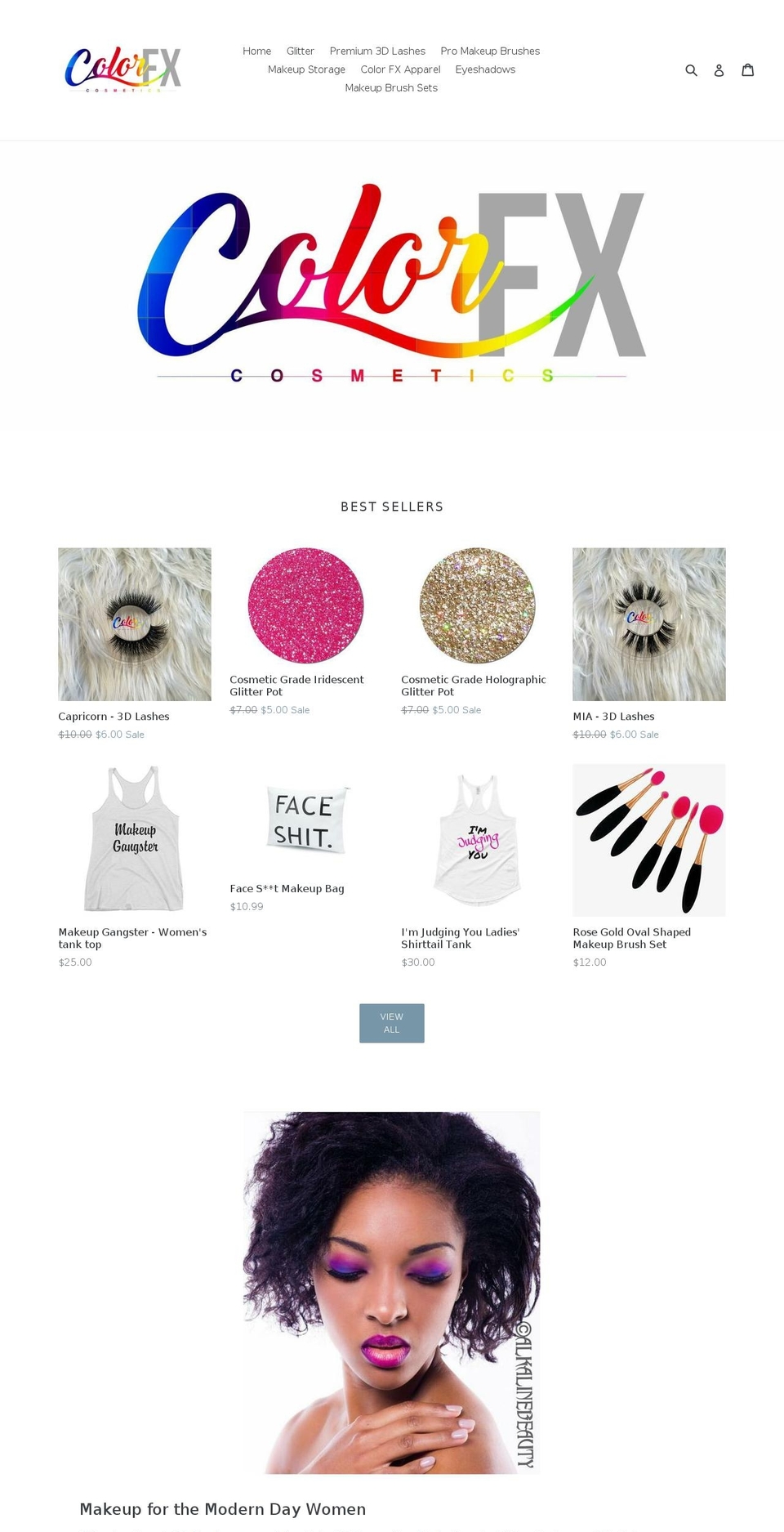 colorfxcosmetics.com shopify website screenshot