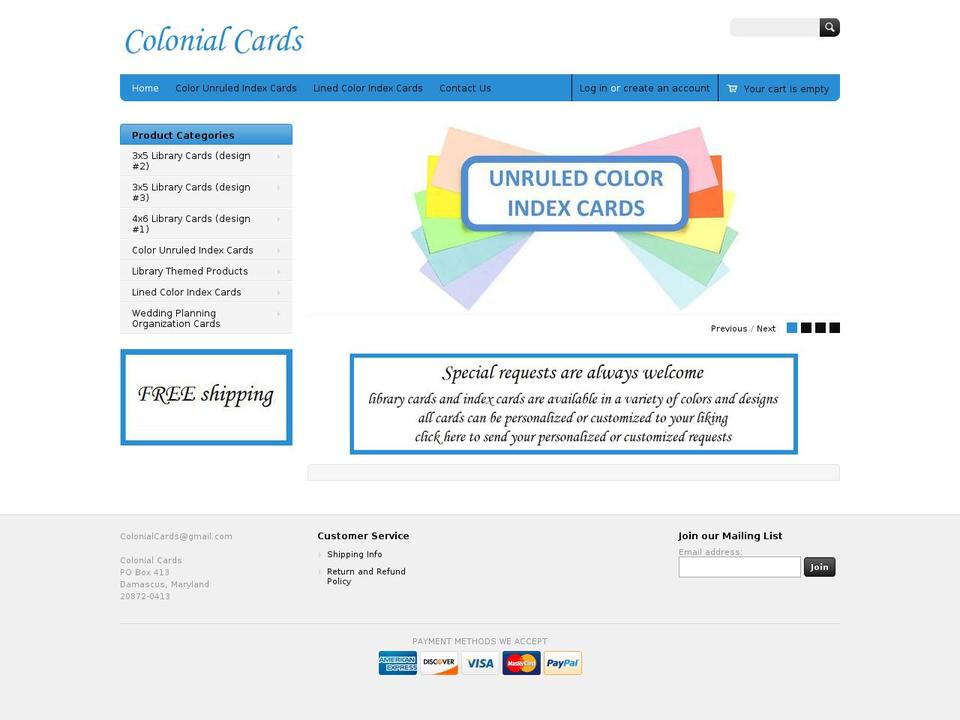 colorindexcards.com — Shopify storefront screenshot