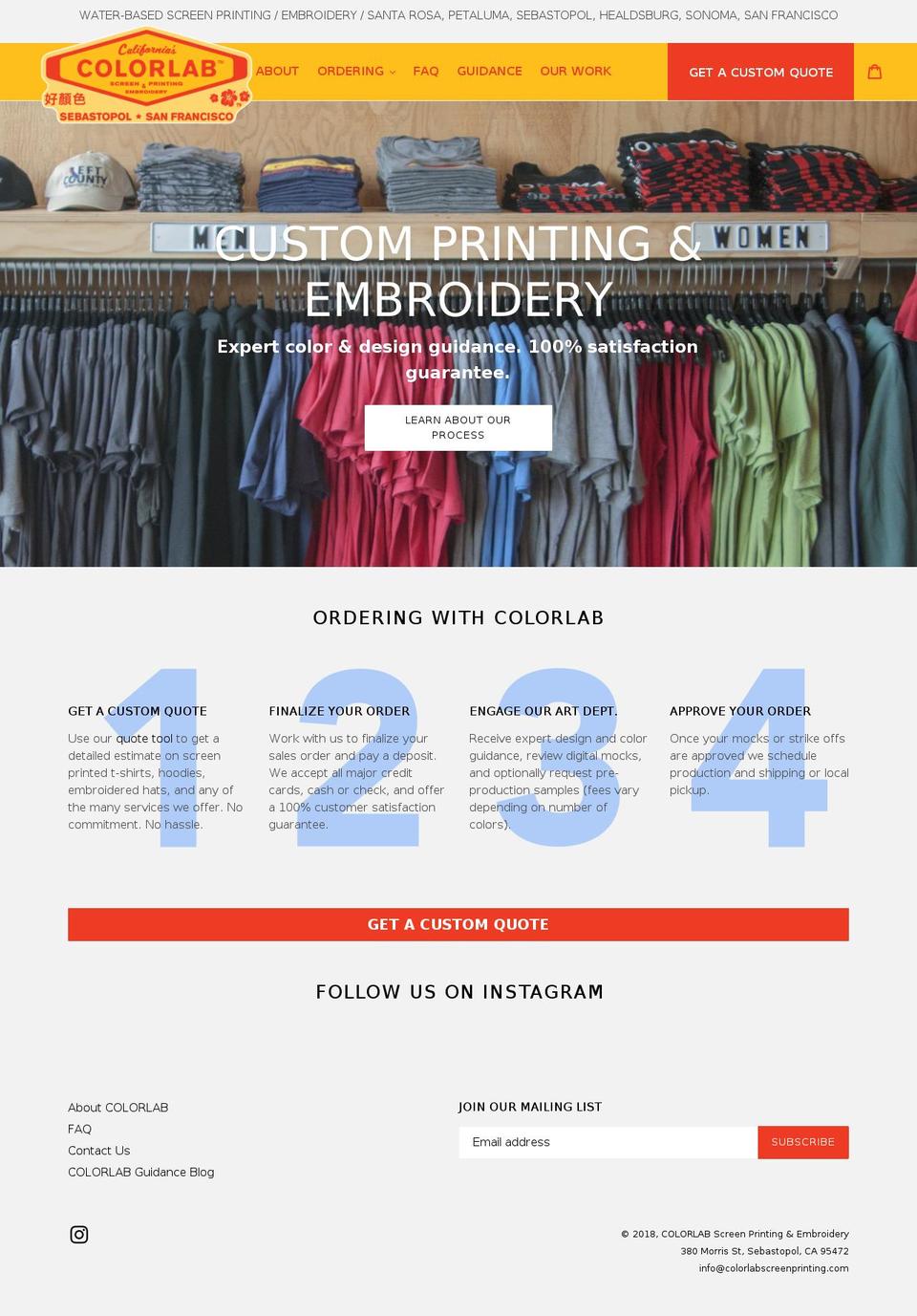 colorlabscreenprinting.com — Shopify storefront screenshot