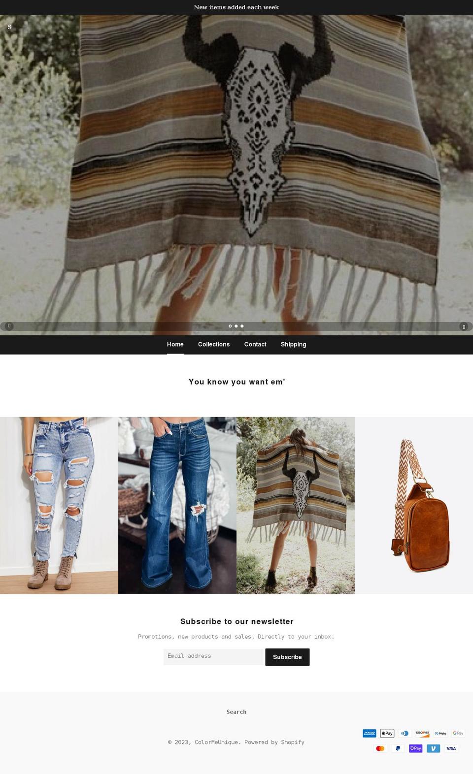 colormeunique.com shopify website screenshot