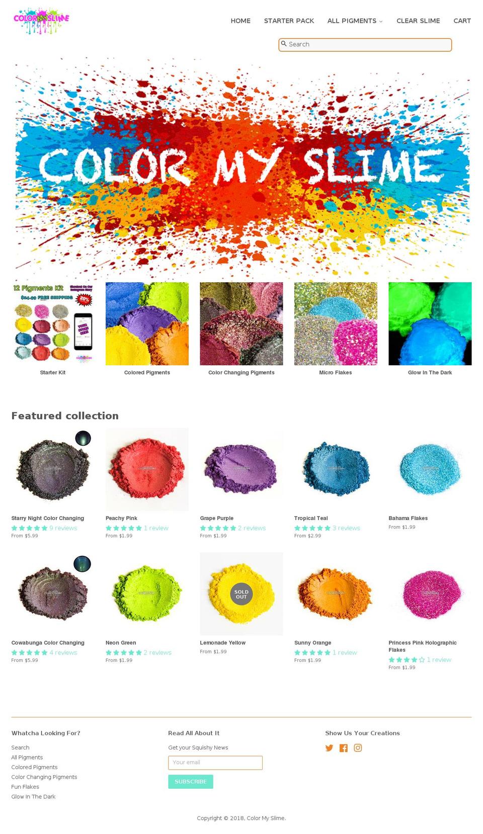 colormyslime.com shopify website screenshot