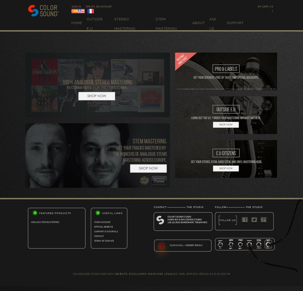 colorsound-online-mastering.com shopify website screenshot