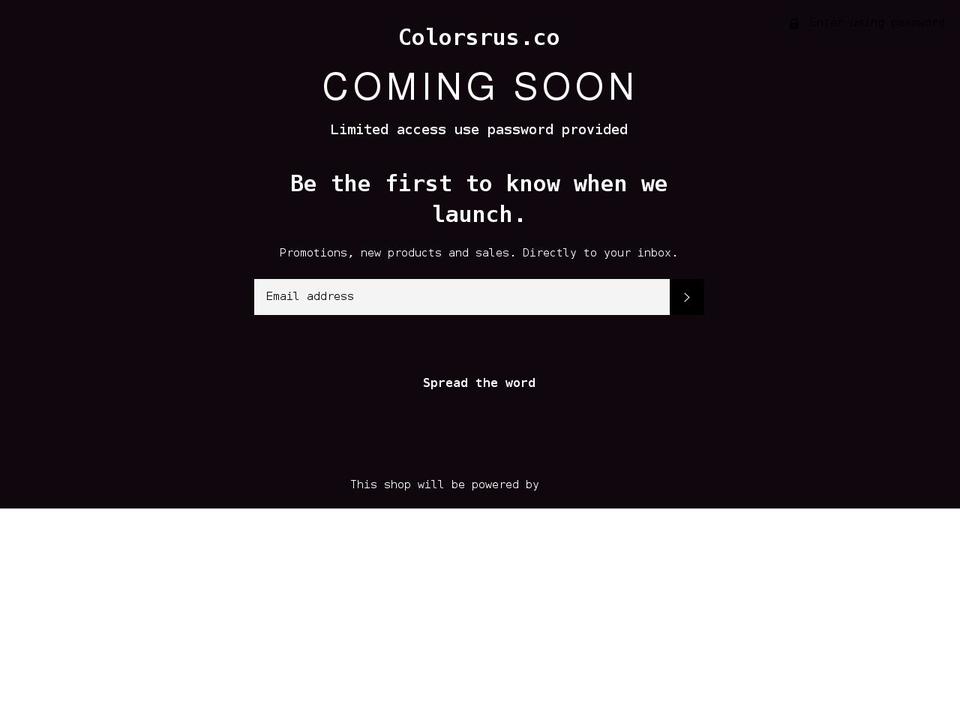 colorsrus.co shopify website screenshot