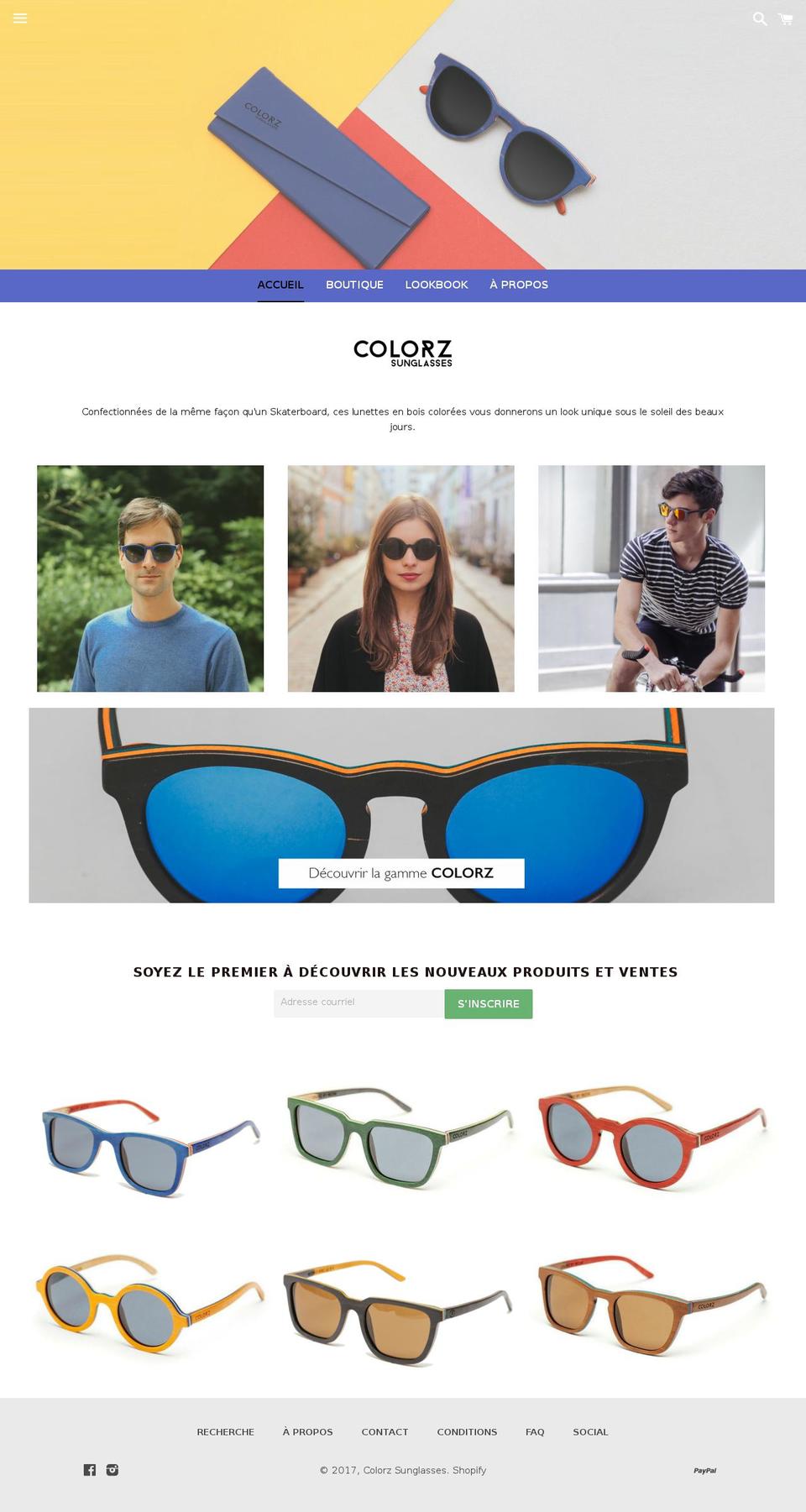 colorz-sunglasses.com shopify website screenshot