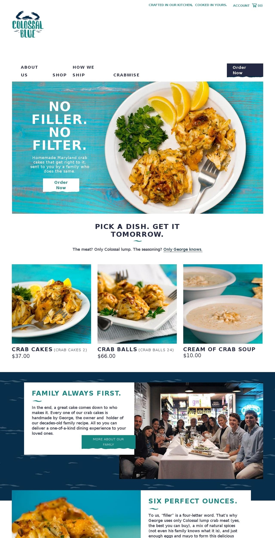 Casa Mia - Colossal Blue Shopify theme site example colossalbluecrabcakes.net