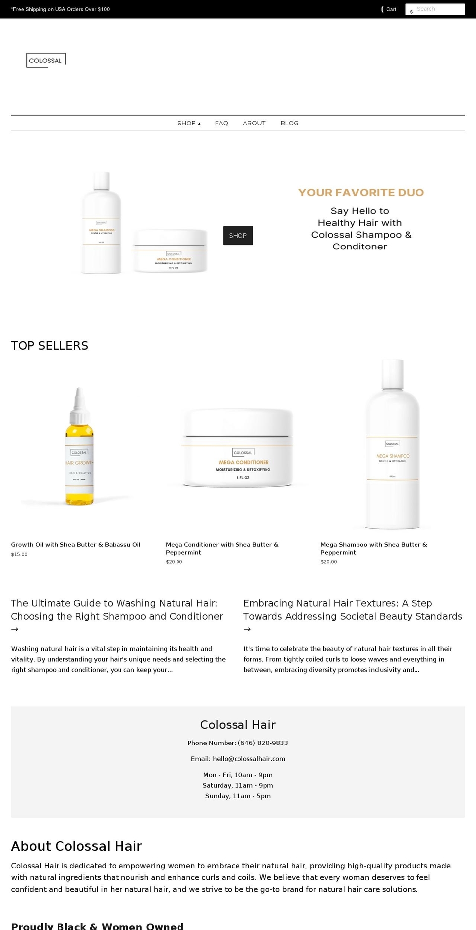 Shopify hair theme  with Installments message Shopify theme site example colossalhair.com