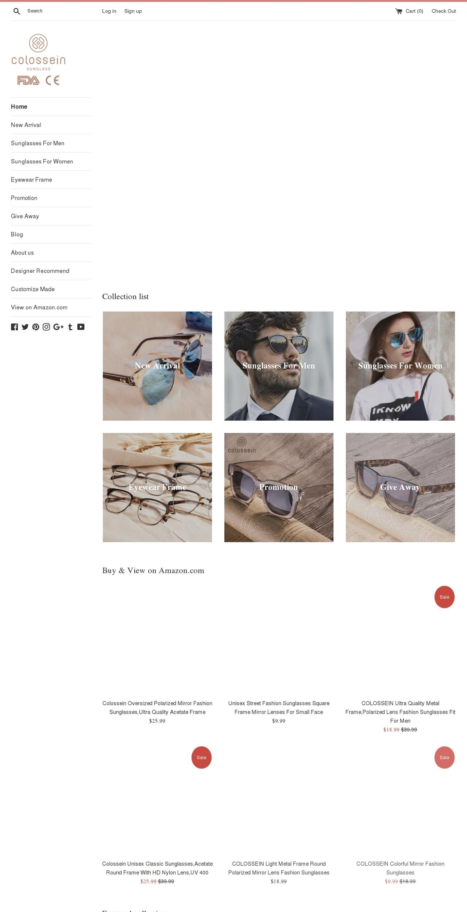 colosseinglasses.com — Shopify storefront screenshot