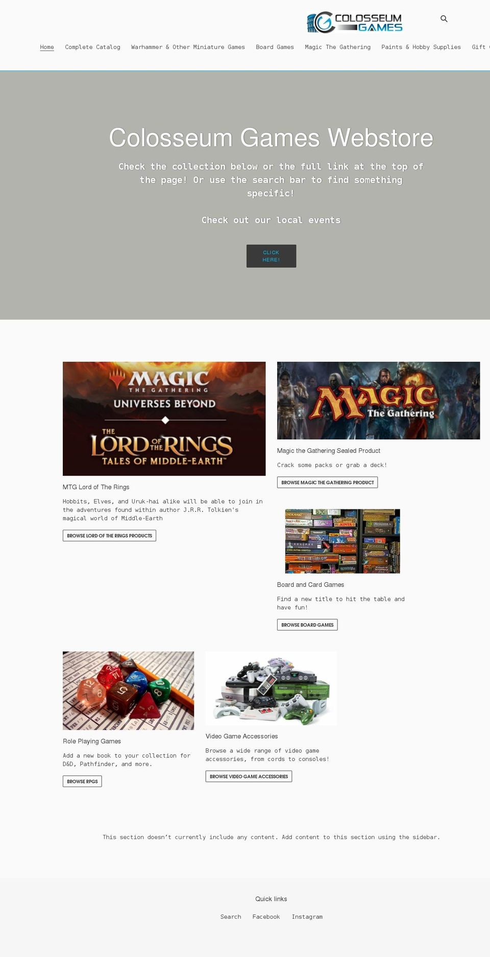 colosseumgames.shop shopify website screenshot