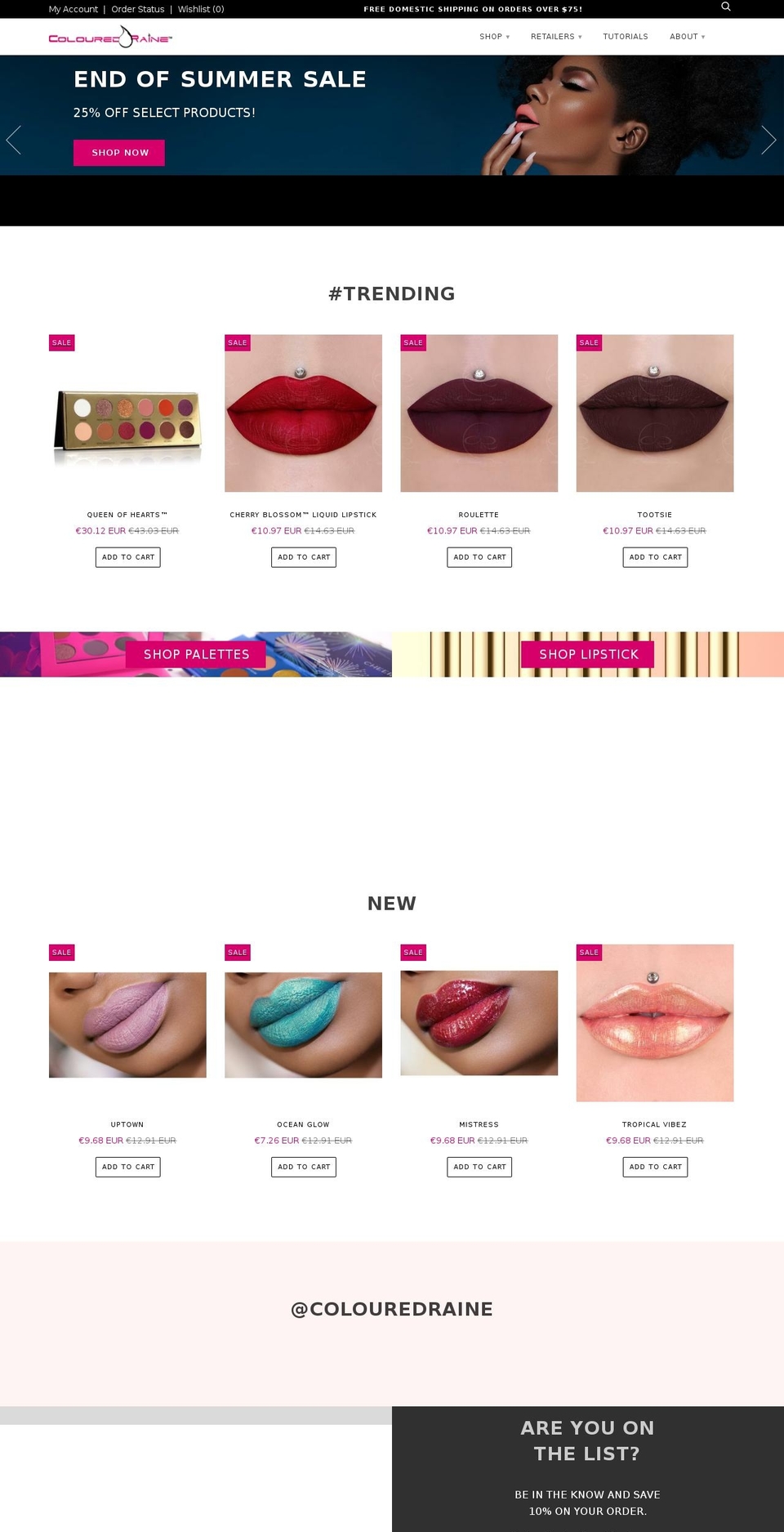 colouredrainecosmetics.com — Shopify storefront screenshot