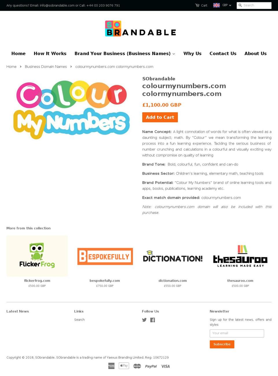 colourmynumbers.com — Shopify storefront screenshot