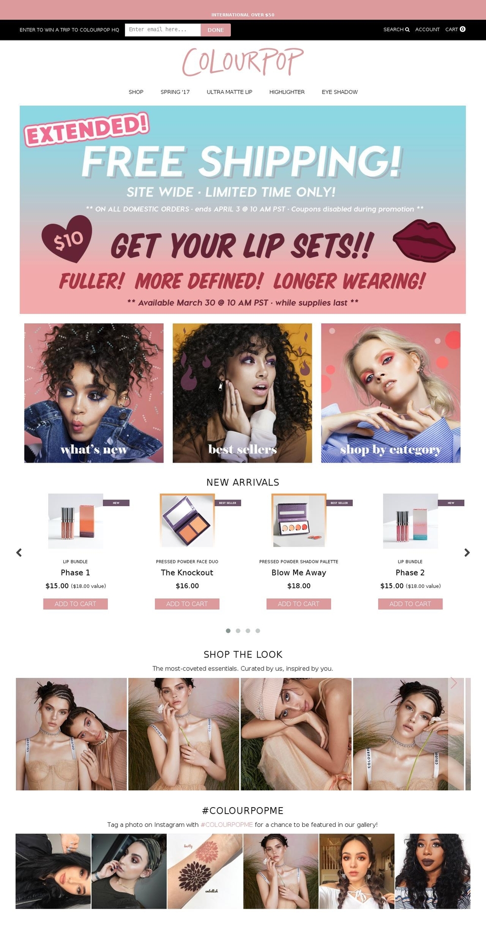 Launch Shopify theme site example colourpop.com