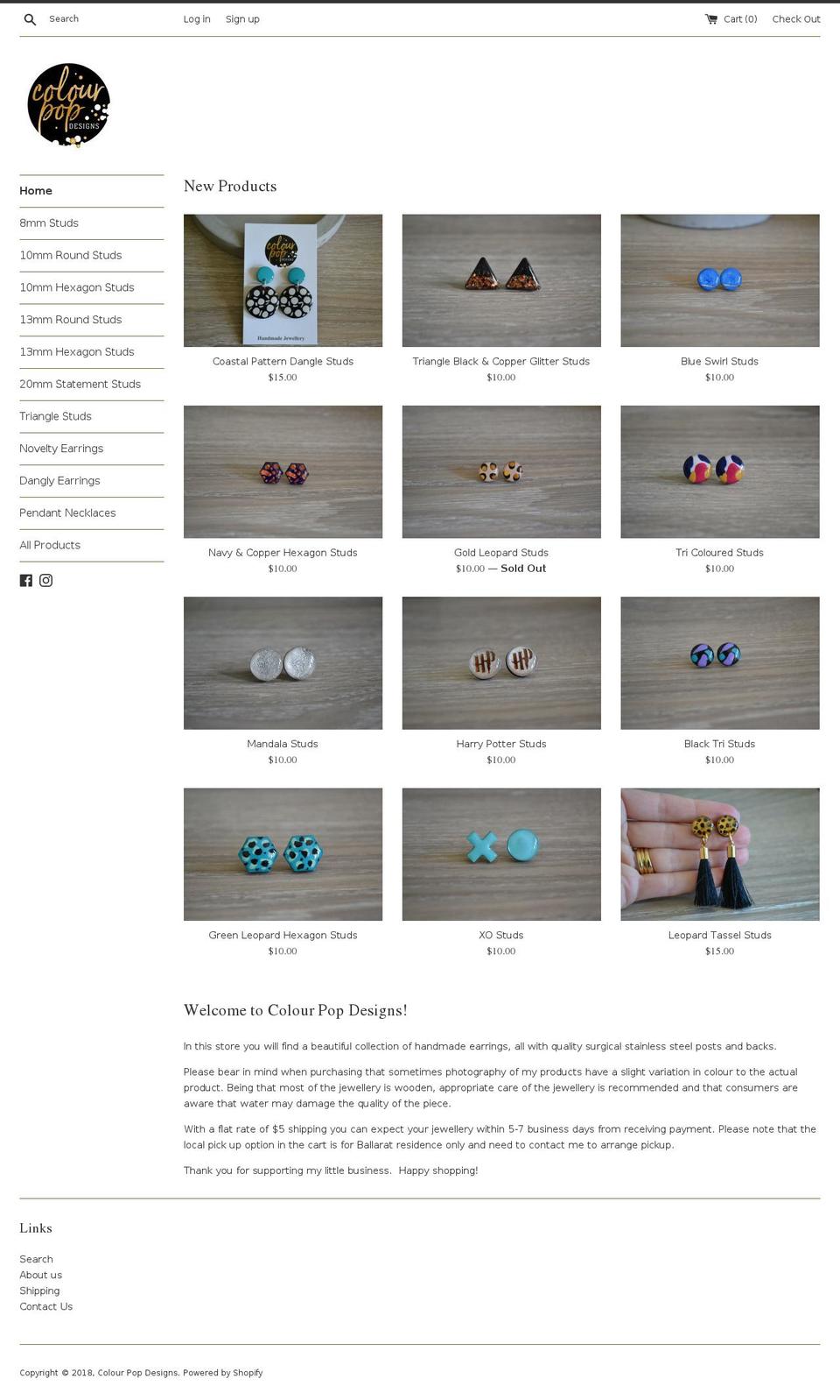 colourpopdesigns.com — Shopify storefront screenshot