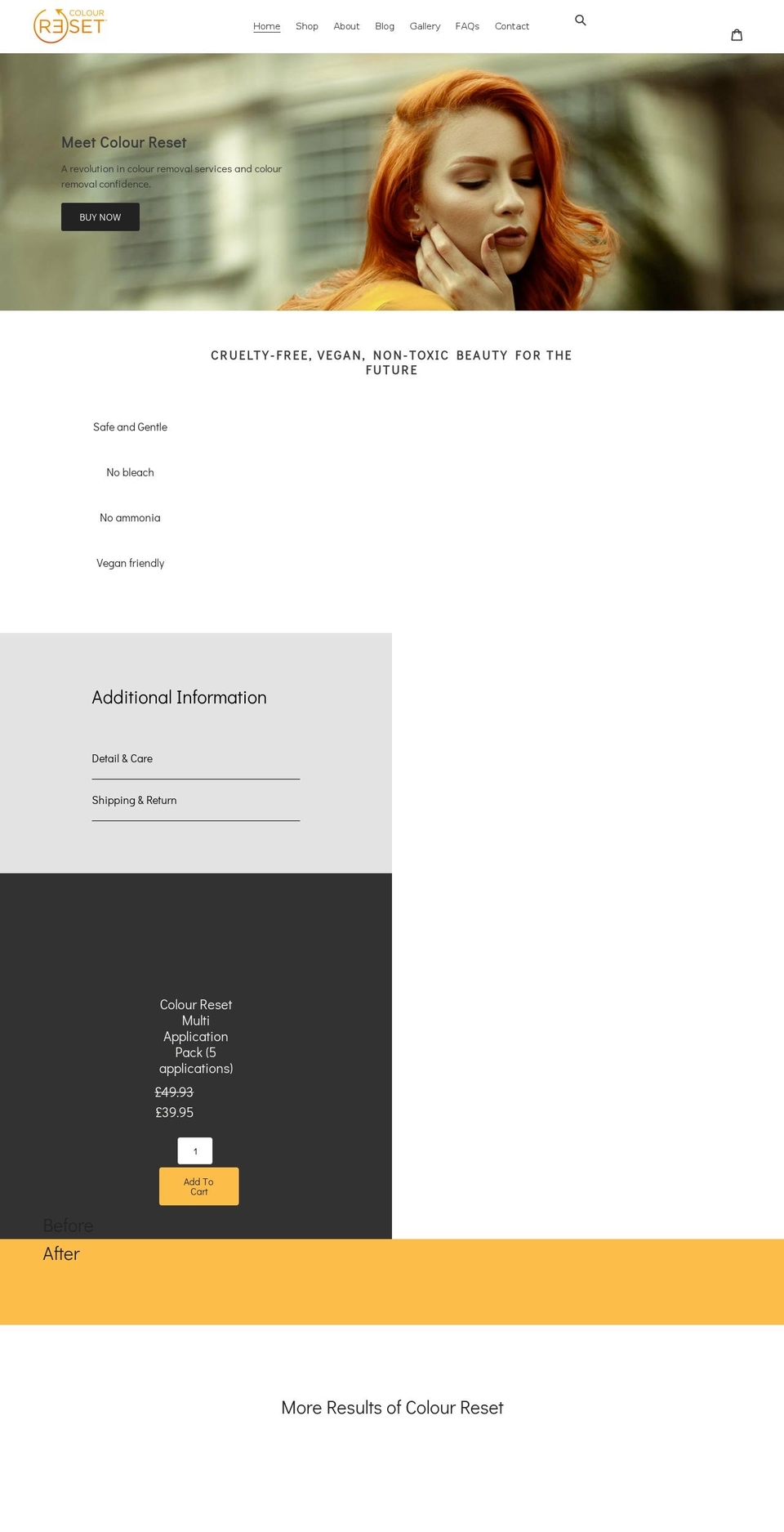 colourreset.com shopify website screenshot