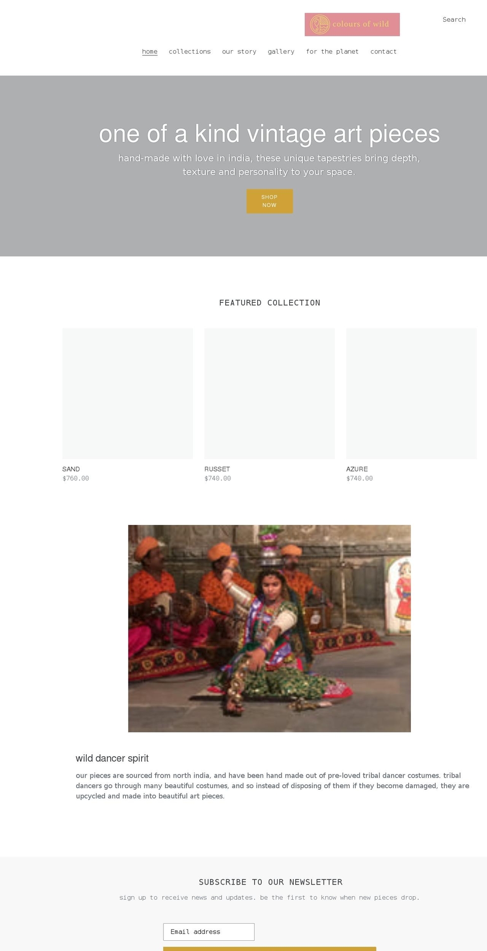 coloursofwild.com shopify website screenshot