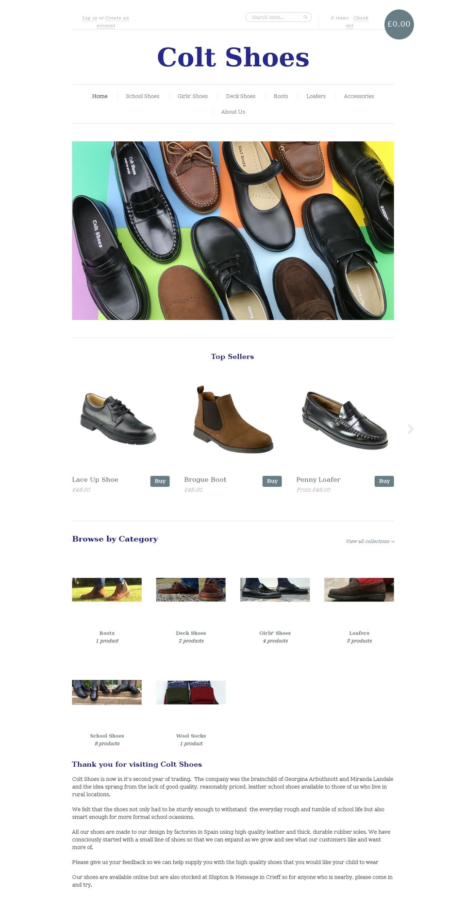colt-shoes.com shopify website screenshot