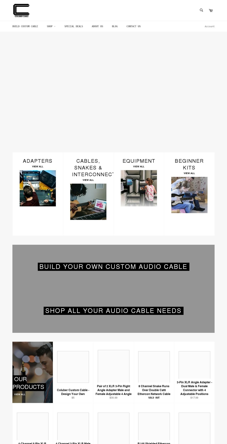 colubercable.com shopify website screenshot