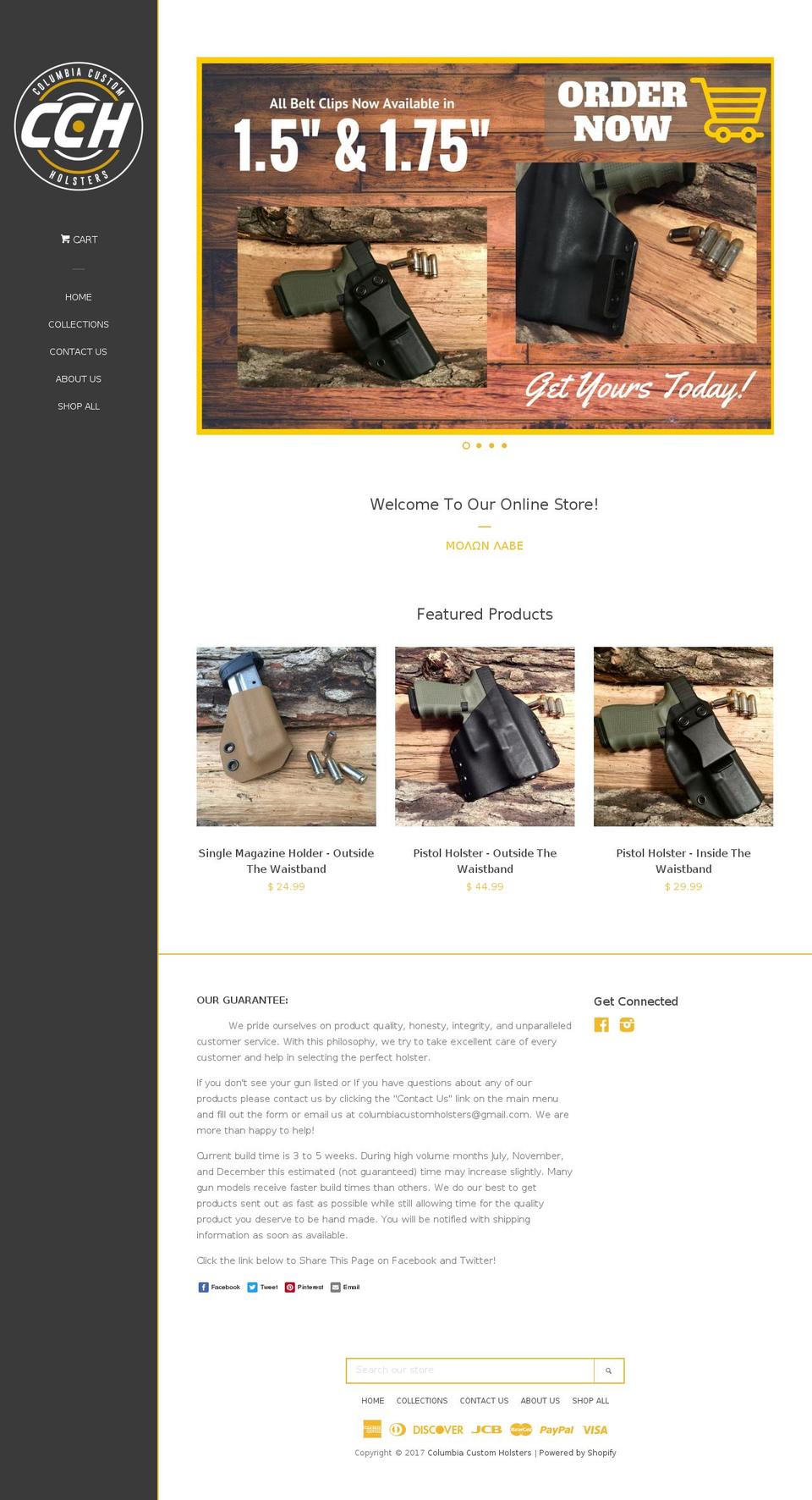 columbiacustomholsters.com shopify website screenshot