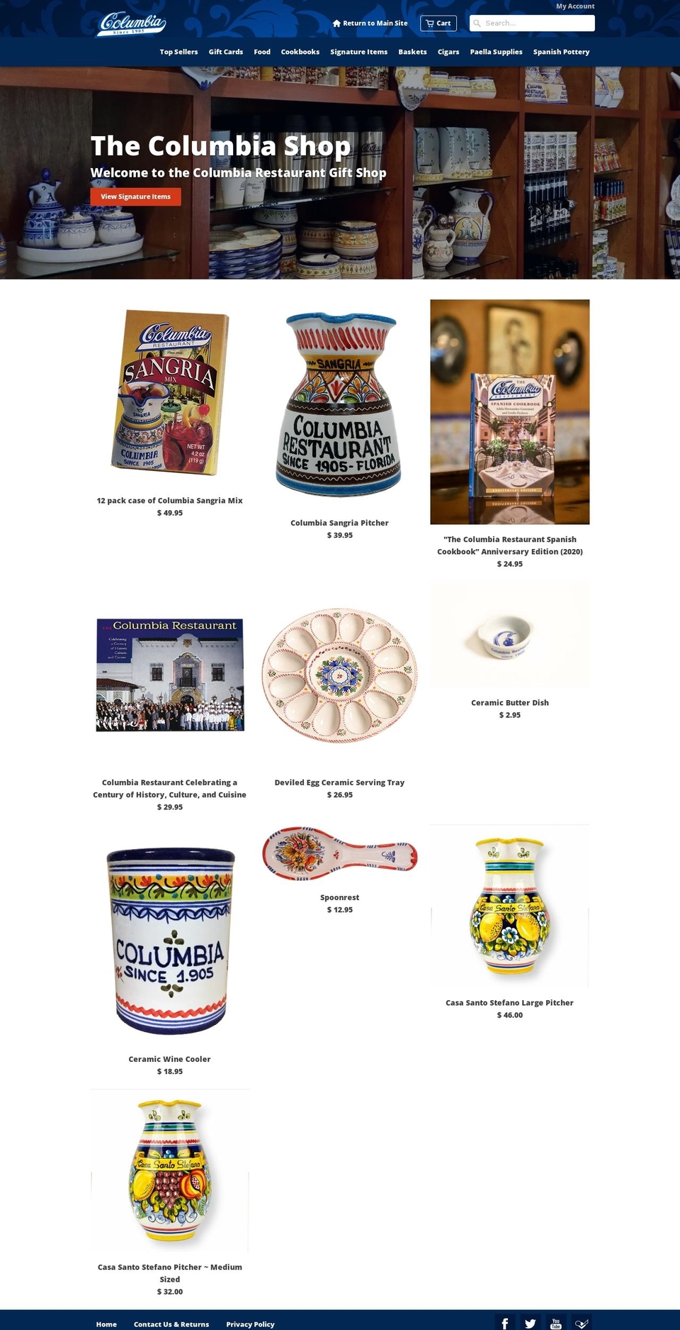 columbiarestaurant.myshopify.com shopify website screenshot