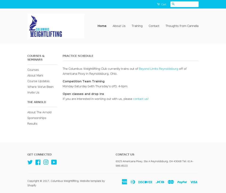 columbusweightlifting.org shopify website screenshot