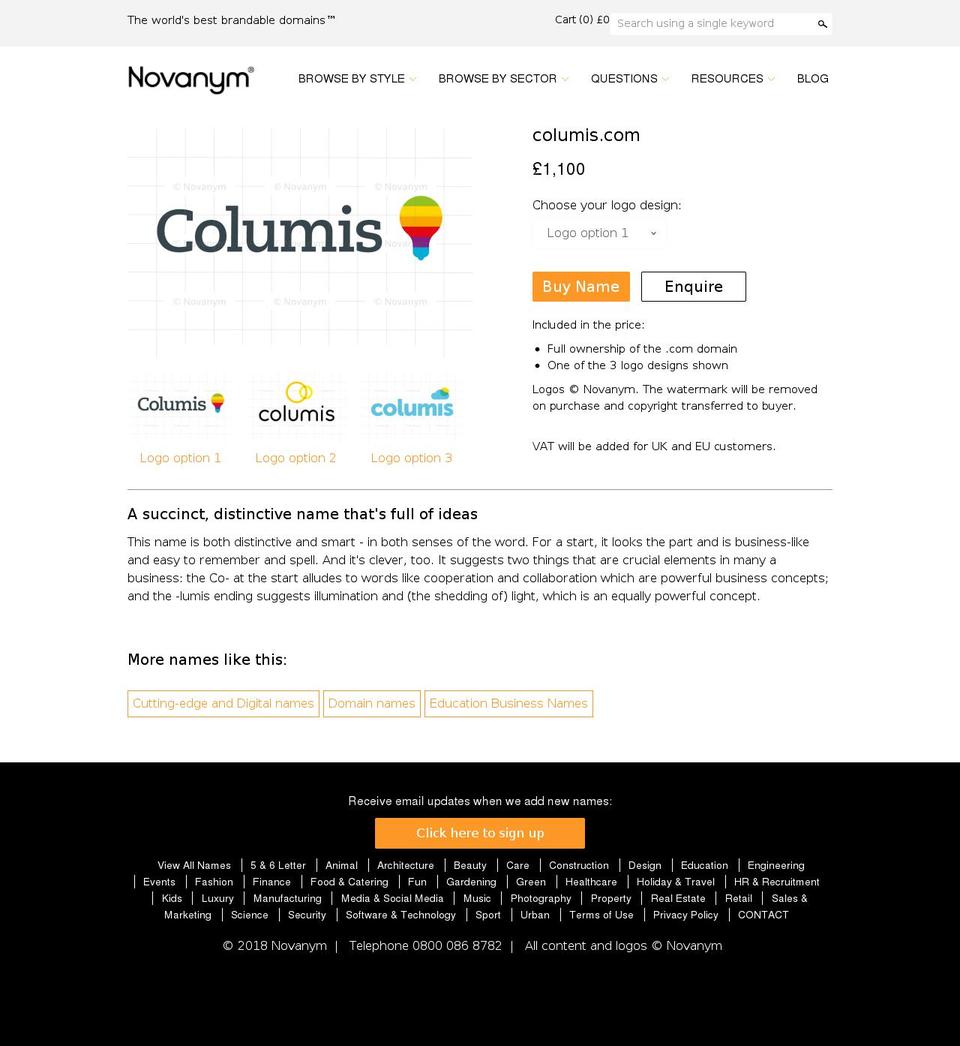 columis.com shopify website screenshot