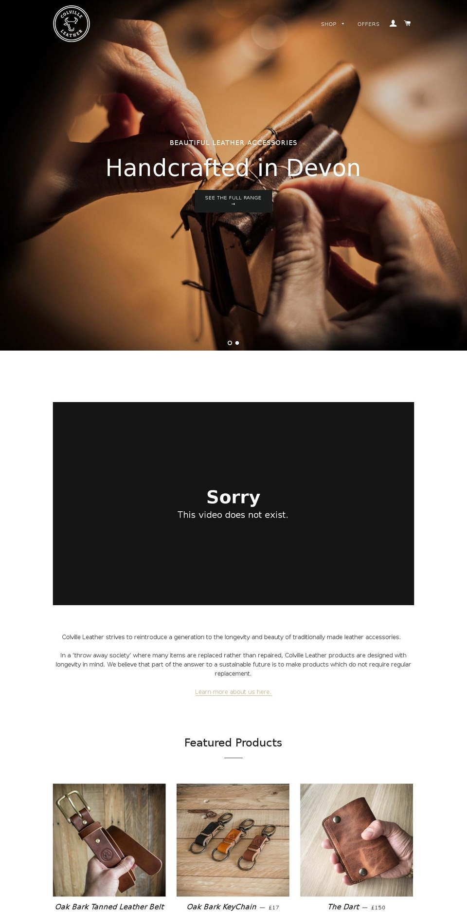 colvilleleather.com — Shopify storefront screenshot