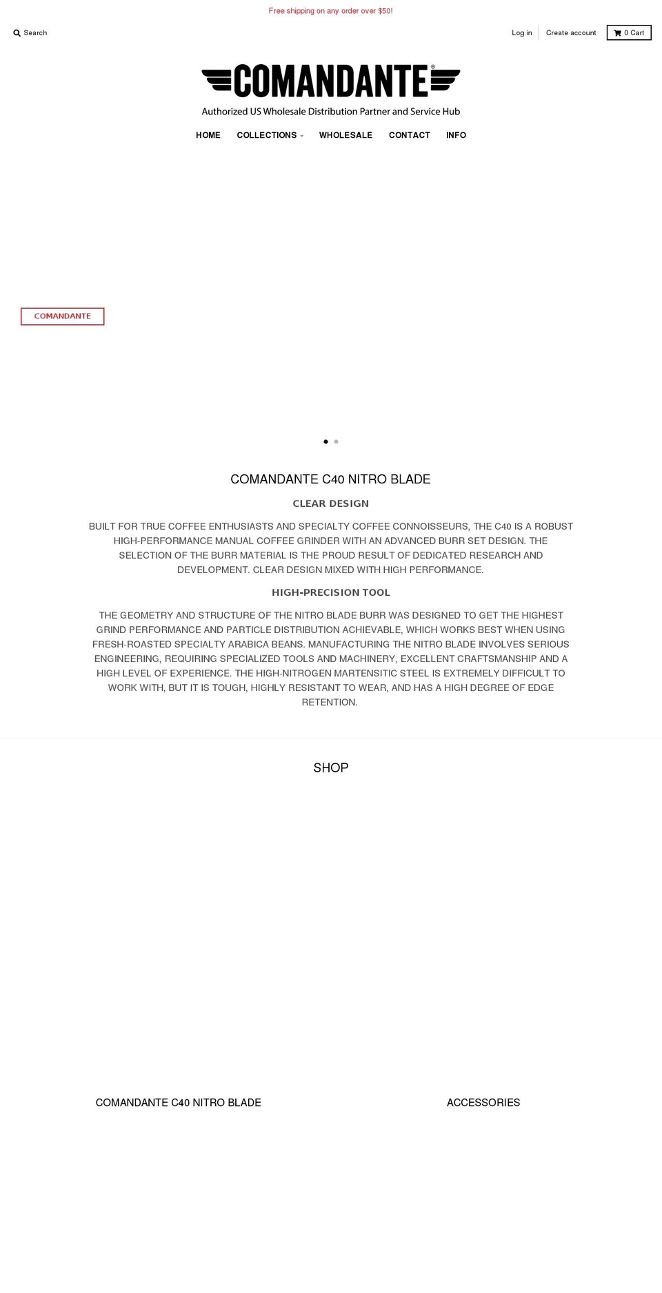 comandanteusa.com shopify website screenshot