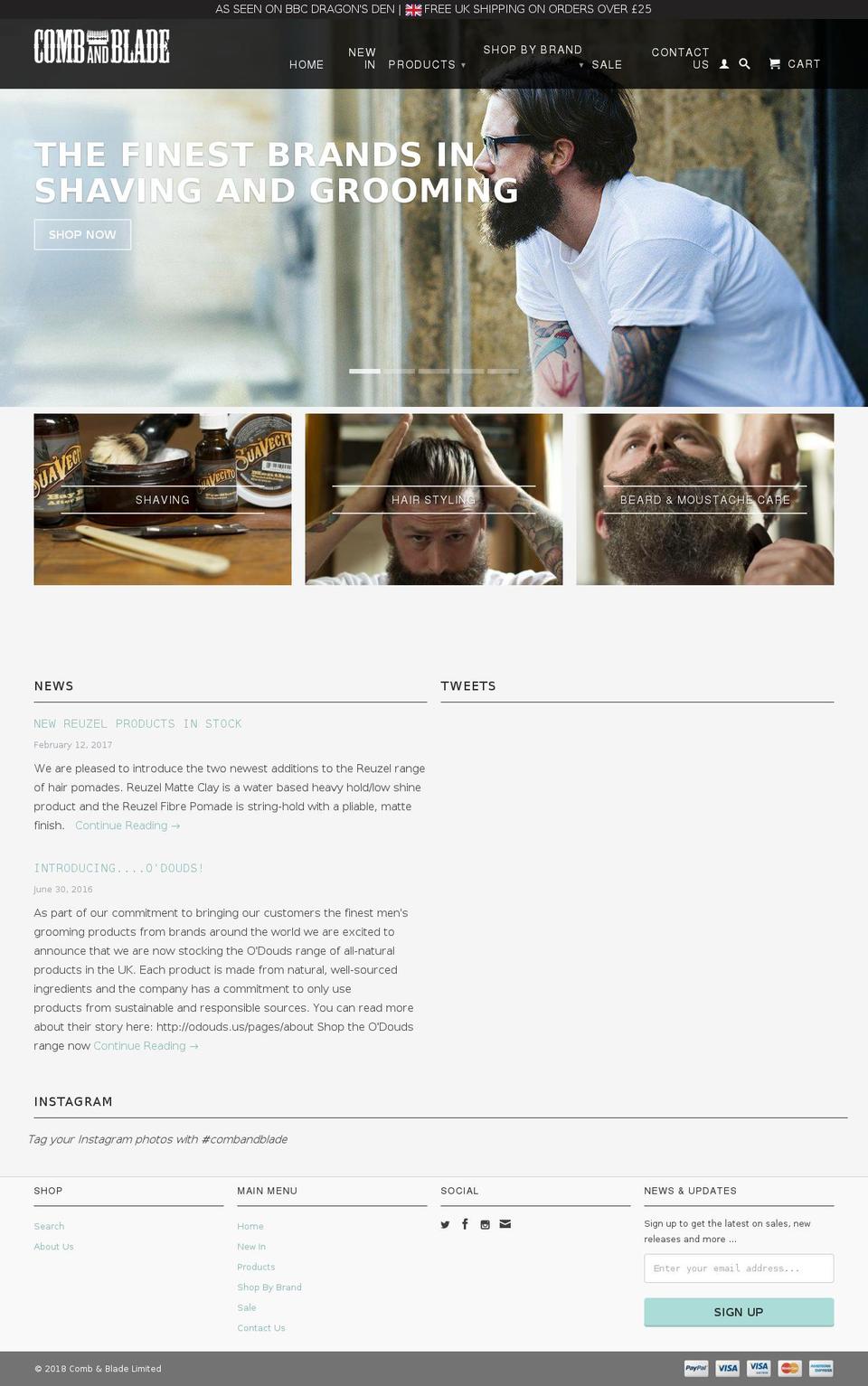 combandblade.com — Shopify storefront screenshot