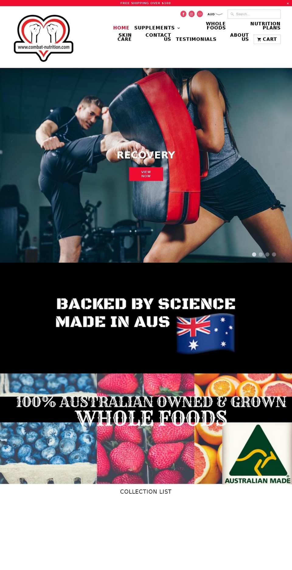 combat-nutrition.com — Shopify storefront screenshot