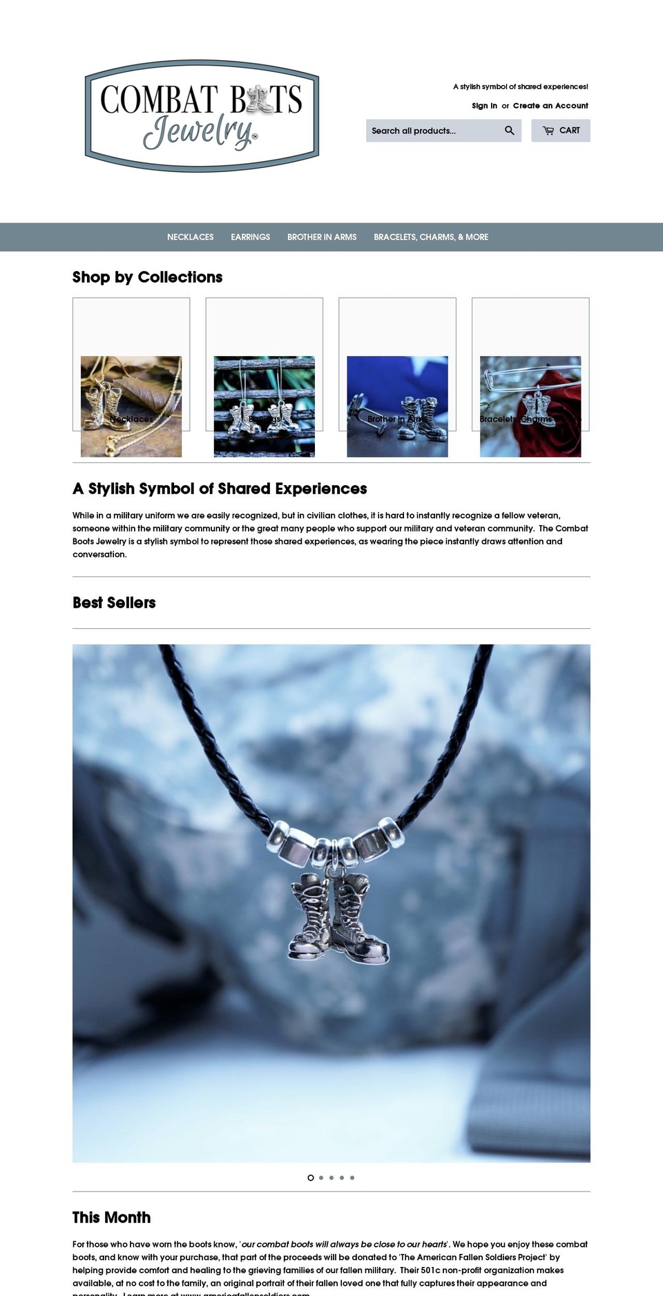 combatbootsjewelry.com — Shopify storefront screenshot