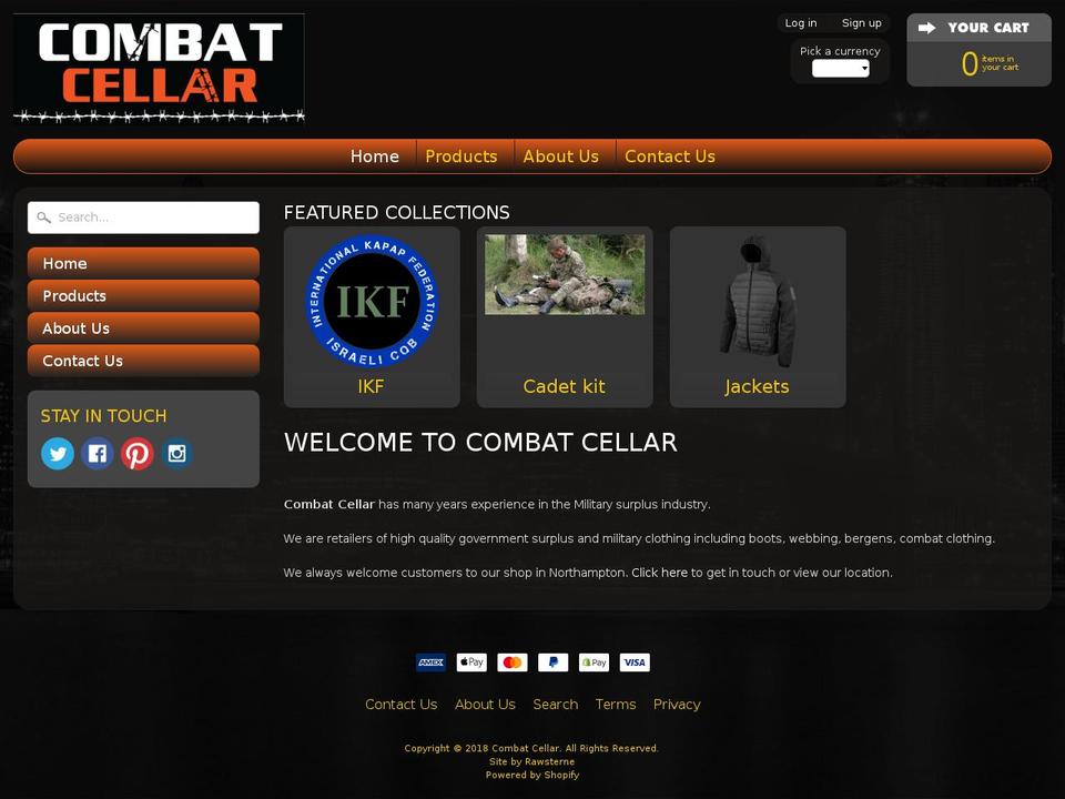 combatcellar.com shopify website screenshot