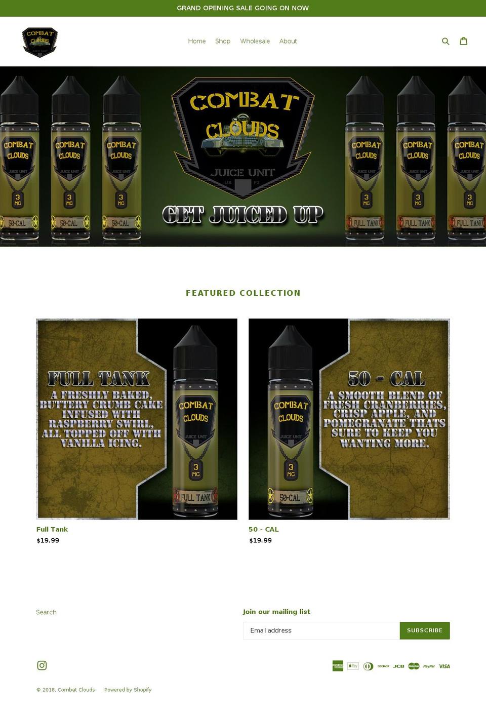 combatclouds.com — Shopify storefront screenshot