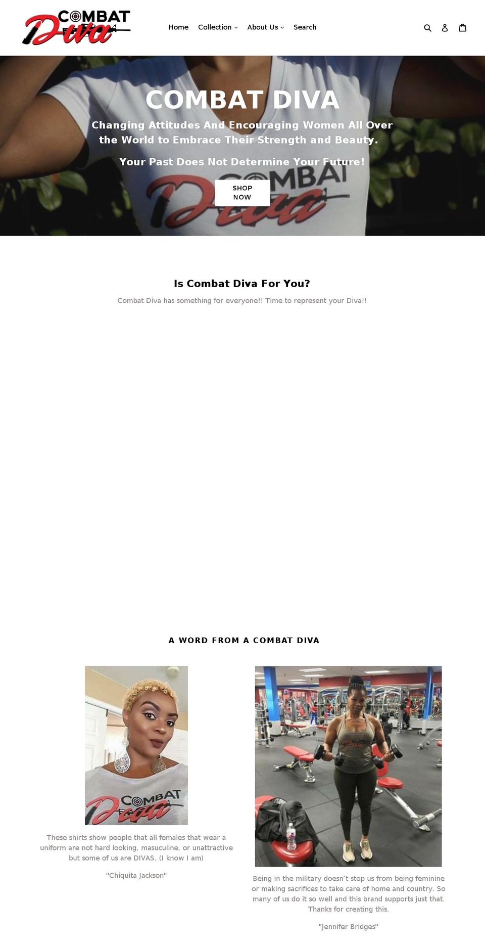 combatdiva.com — Shopify storefront screenshot