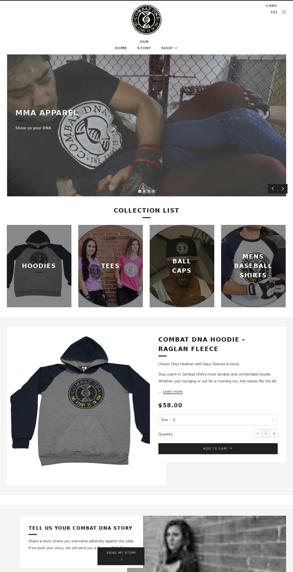 combatdna.com — Shopify storefront screenshot