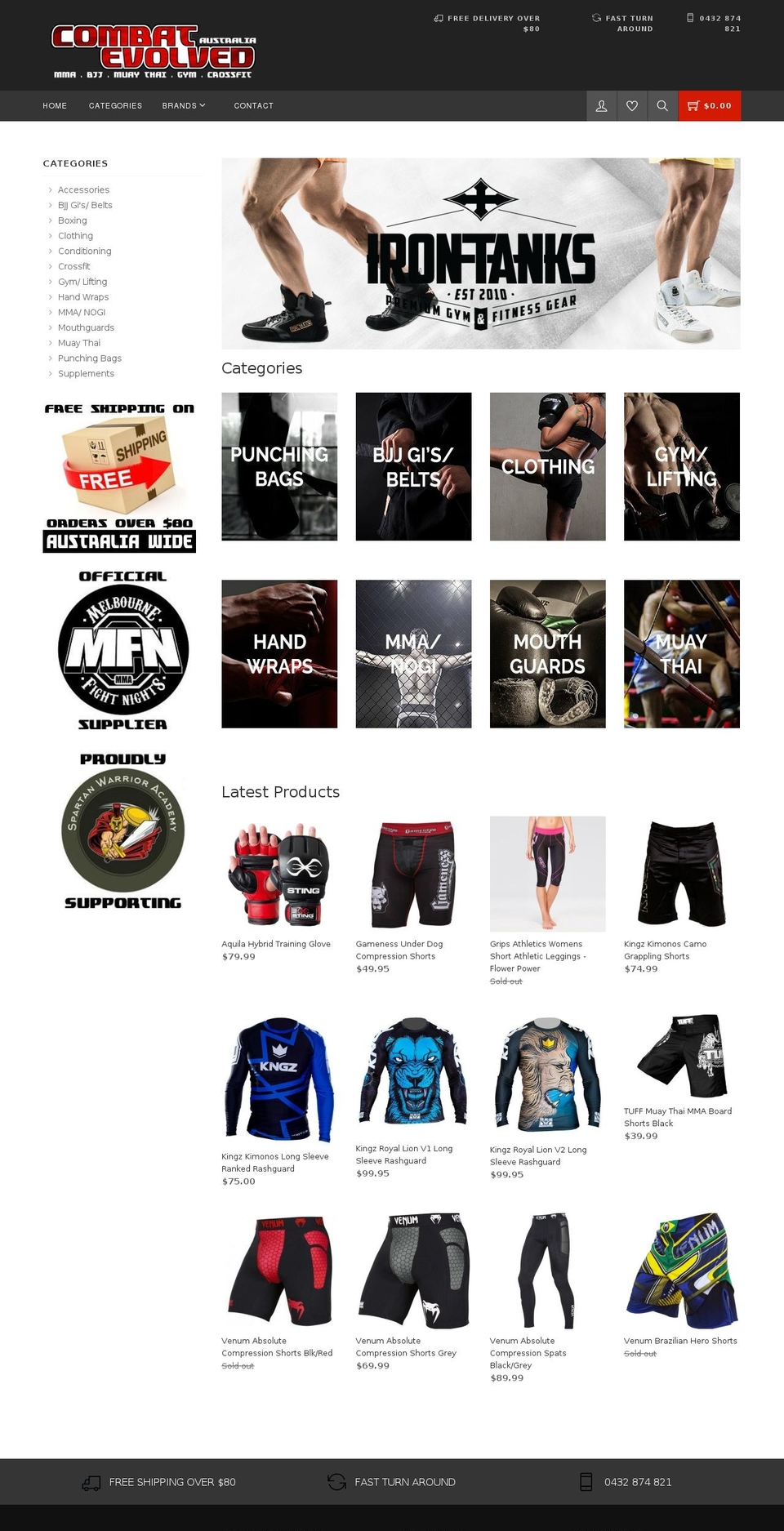 combatevolved.com.au shopify website screenshot